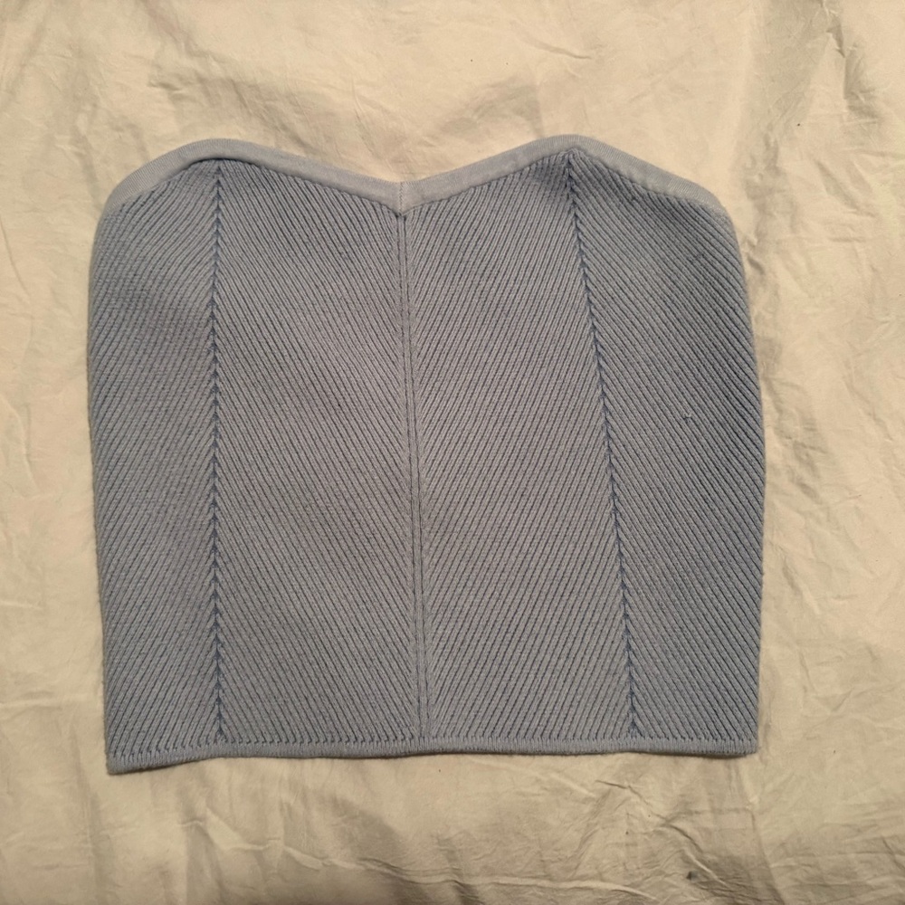 Aerie Blue Ribbed Strapless Top